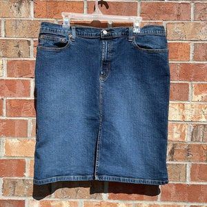 Ralph Lauren Denim Skirt Low Rider Blue Size 14 pockets Polo Jeans Co slit